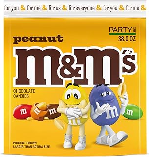 M&M'S Peanut Milk Chocolate Christmas Candy Holiday Party Size, 38 oz Resealable Bulk Candy Bag