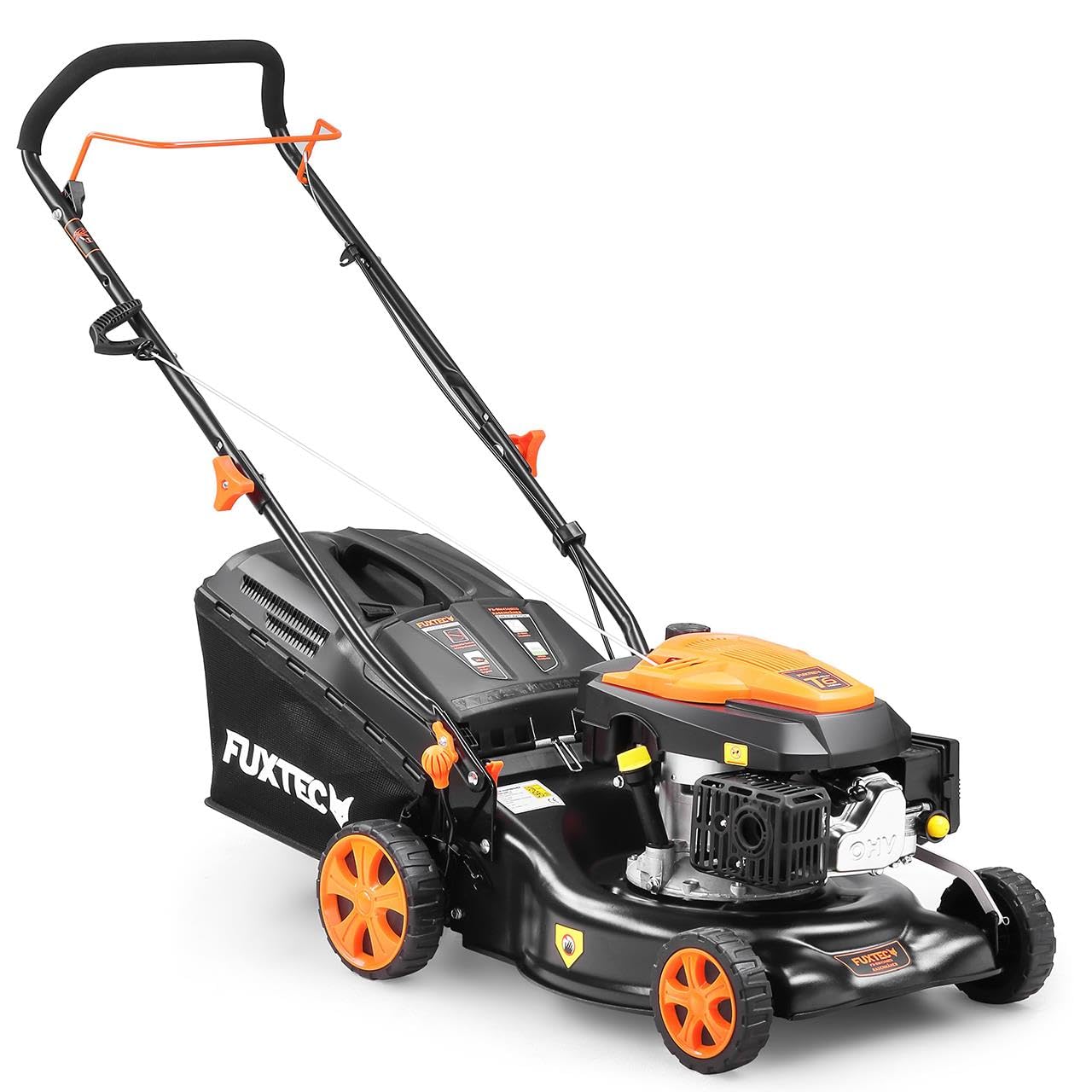 Kosiarka spalinowa FUXTEC 2w1 FX-RM4346ECO, 3,5 KM / 2,6 kW, szer. koszenia 42 cm, 5 poziomów (25–70 mm), 4-suwowa 146 cm³, kosz 40 l i zlacze do czyszczenia