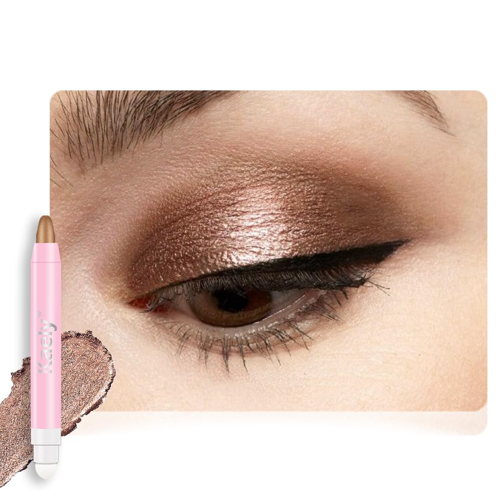 2in1 Shimmer Cream Eye Shadow Stick -Bronze, Eyeliner Pencil Eyeshadow Palette Makeup, Waterproof Long Lasting Brightener, Crease Proof & Smudge Resistant, Cream Eyeshadow with Built-in Smudger 2in1 Shimmer Cream Eye Shadow Stick -Bronze, Eyeliner Pencil Eyeshadow Palette Makeup, Waterproof Long Lasting Brightener, Crease Proof & Smudge Resistant, Cream Eyeshadow with Built-in Smudger
