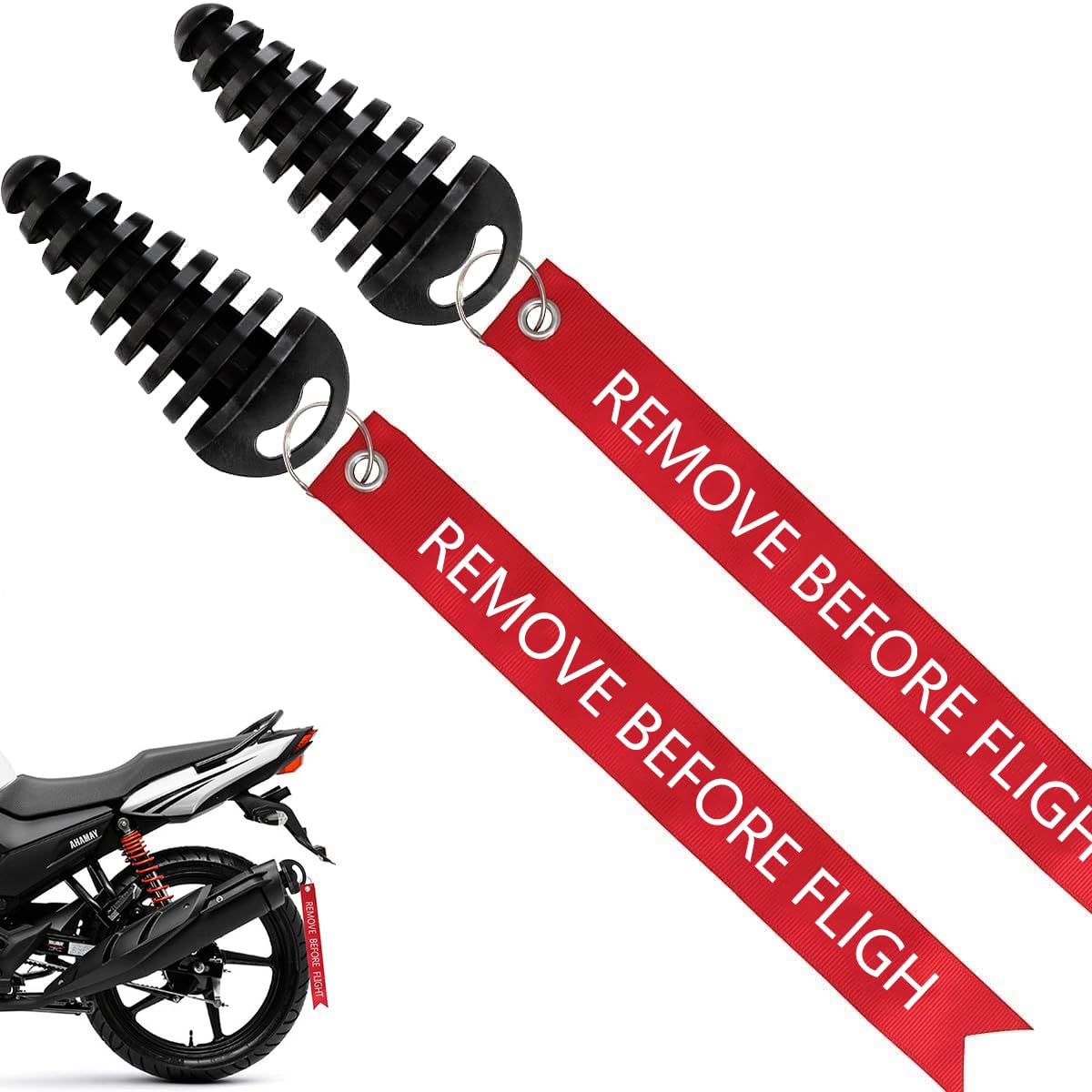 Muffler Exhaust Wash Plug, Hoedia 2 Pack Wash Plugs with 2 Streamers, Fit most 2 Stroke Motorcycle Bikes with Rubber Exhaust Silencer (0.6-1.5 Inch)