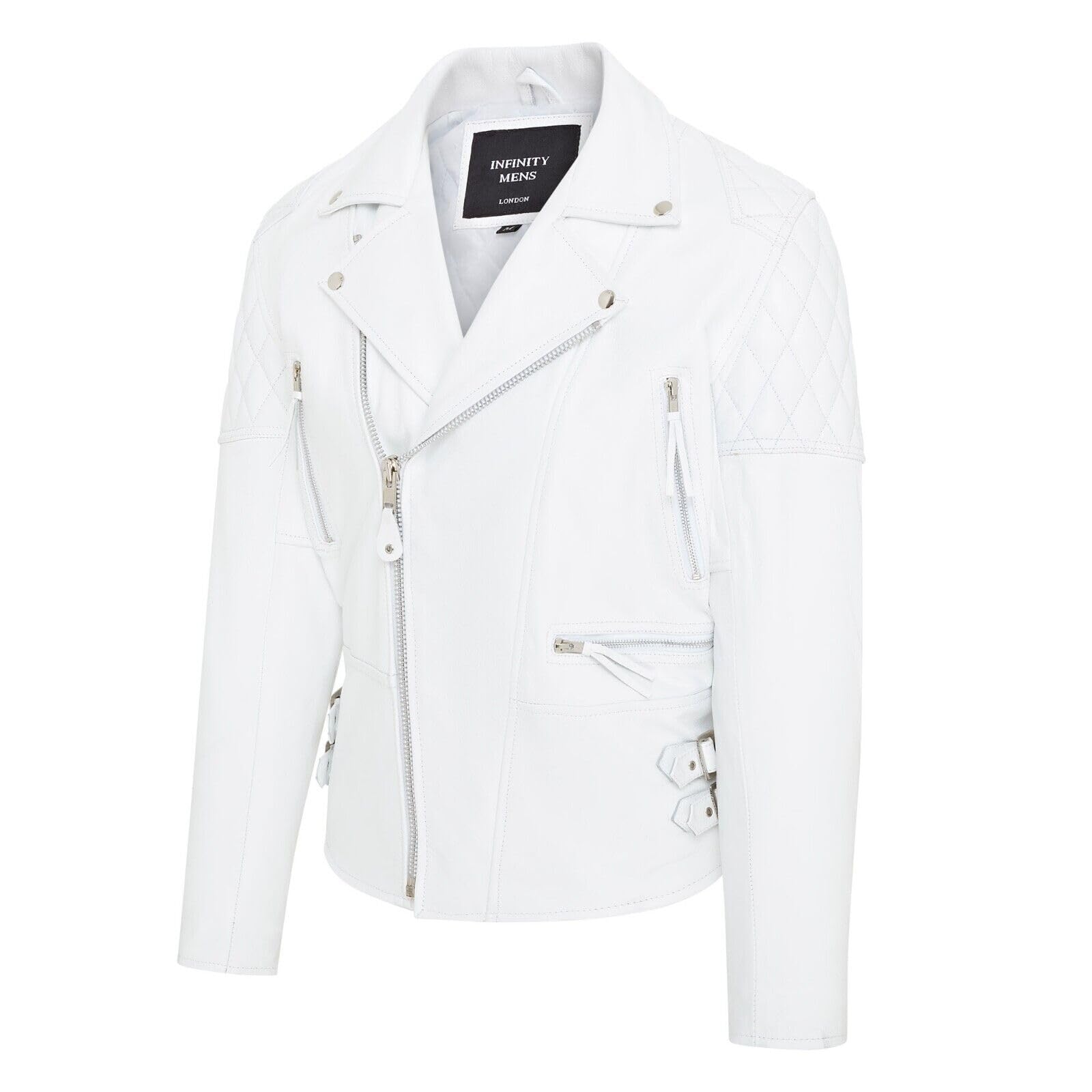 Infinity Leather Chaqueta Motera Brando de Piel de Vacuno Para Hombre