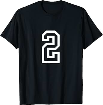 Amazon | 数字 2 太字 アウトライン ホワイト スモール Tシャツ