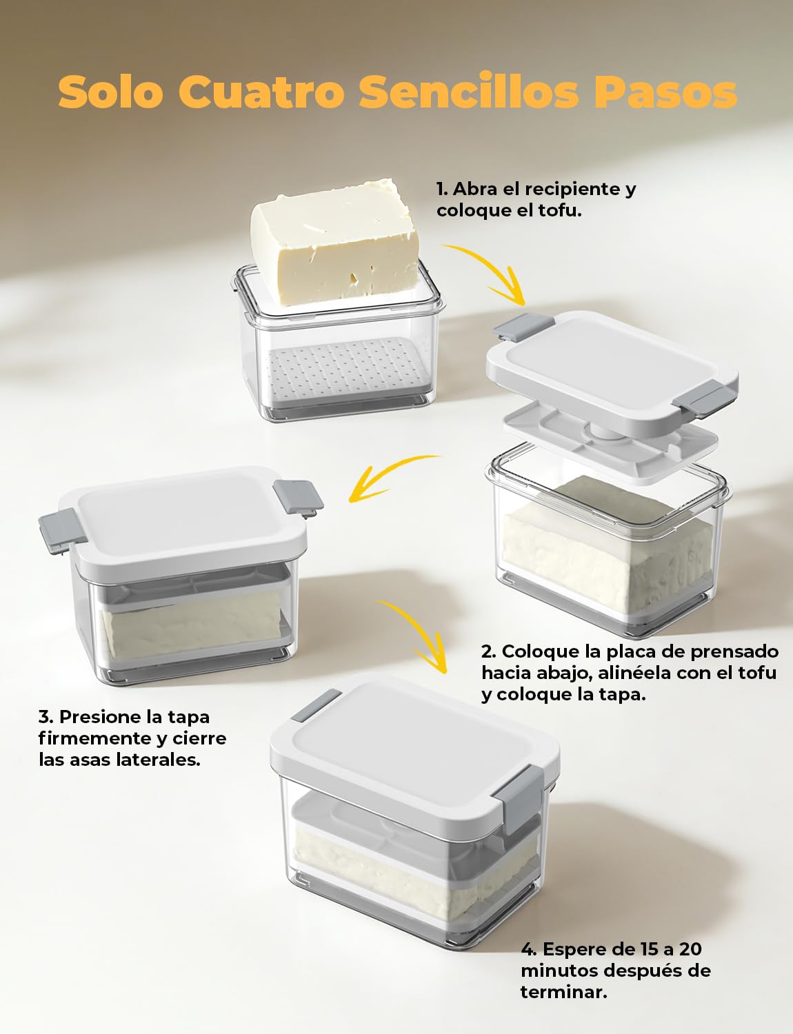 Prensa de Tofu con Escurridor y Filtro, Tofu Press para Tofu Firme y Extra Firme, Eliminación Fácil de Agua del Tofu, Fabricante de Tofu para Preparación Rápida y Sin Esfuerzo de Comidas