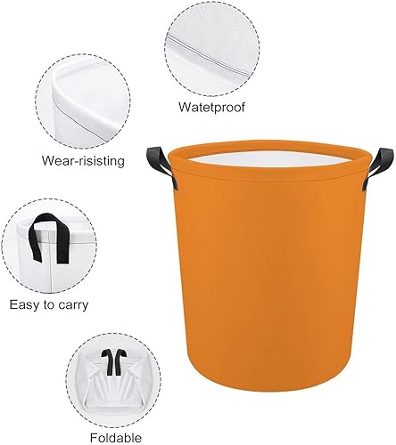 Miniatura 4 de Cesta grande para ropa sucia, color naranja brillante, elegante, cuadrada, impermeable, plegable, con asas, para dormitorio universitario, artículos