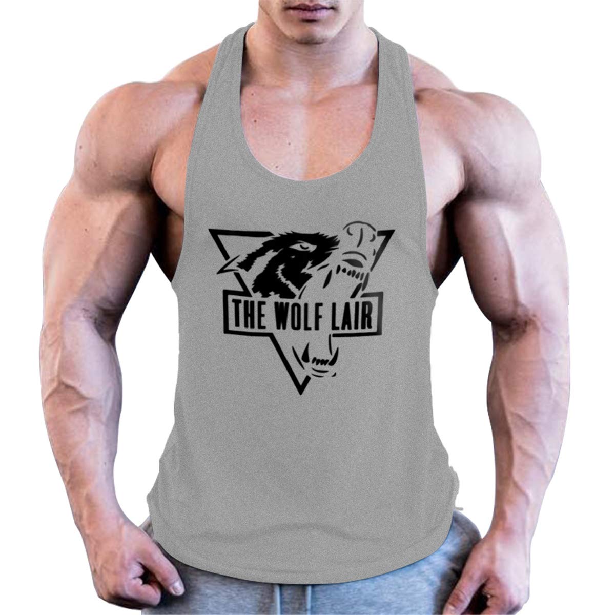 Cabeen Bodybuilding Stringer Tank Top Running Vest Sleeveless Gym Training Top Grey