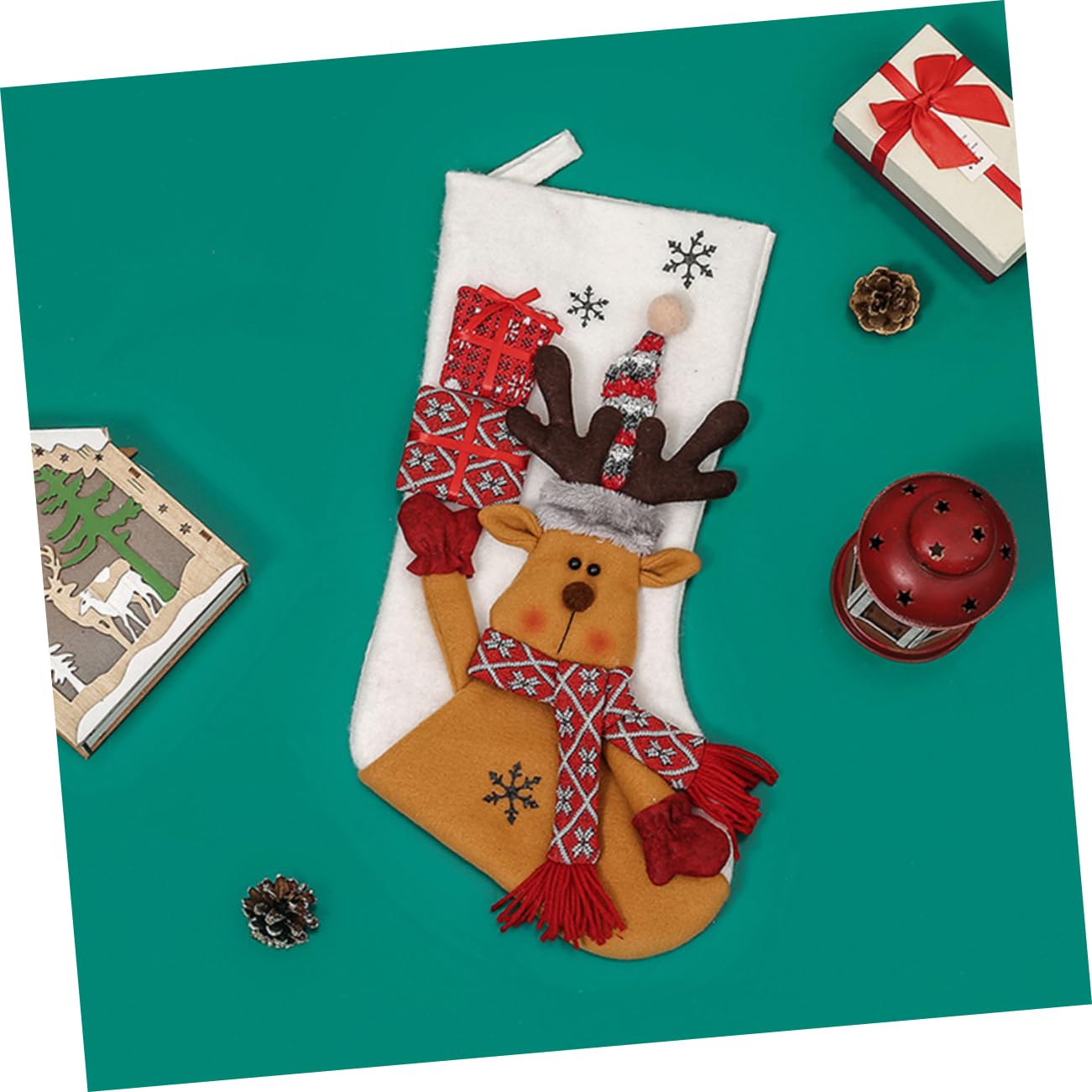 Zerodeko 3 Stück Weihnachtssocken Weihnachtsbaum Strümpfe Weihnachten Plüsch christbaumanhänger weihnachtsbäume geschmückt Christbaumschmuck traditionelle Weihnachtsstrümpfe Maschenware