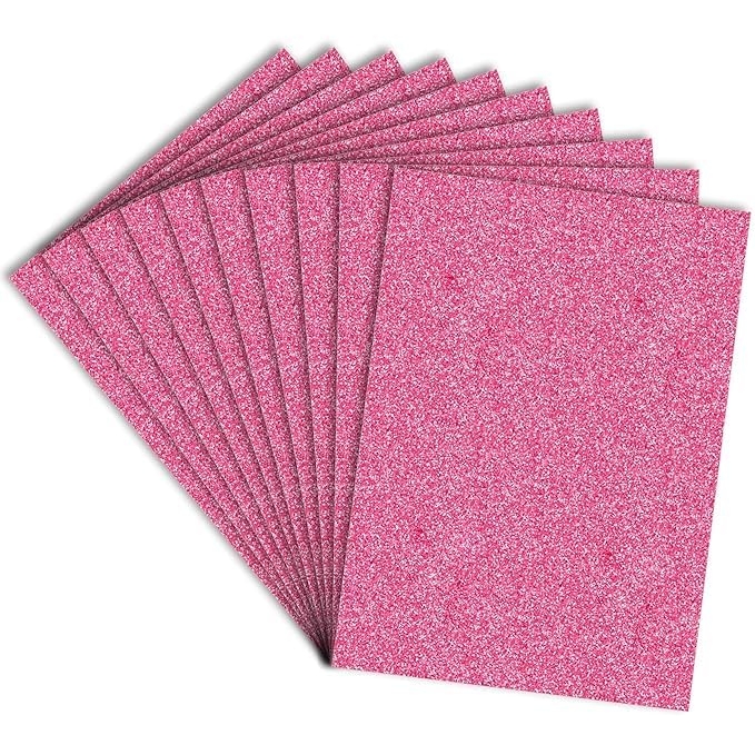 freedy a4 size glitter foam sheets, pink colour, pack of 10 sheets- for art & craft, decoration, gift wrapping, scrapbooking etc a4 180 gsm craft paper b
