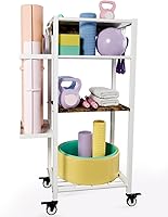 Ardier 3-Tier Yoga Mat Storage Rack with Wheels - Home Gym Organizer for Dumbbells, Kettlebells, Foam Rollers