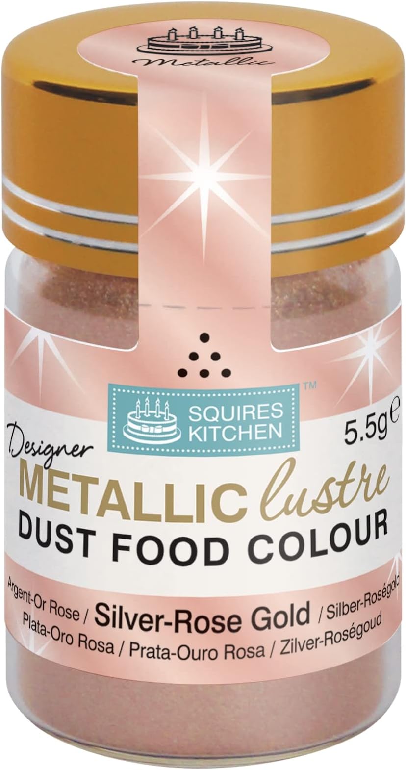 Squires Kitchen Designer Silver Rose Gold Metallic Lustre Dust 5.5g