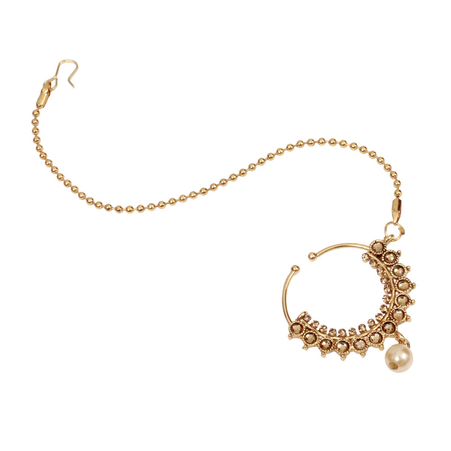 DAMANI jewelry 18 K Gold Plated Trendy Fashion Wedding Suhag Nath for Girls & Women (B0CJV2R37C) Amazon Price History, Amazon Price Tracker