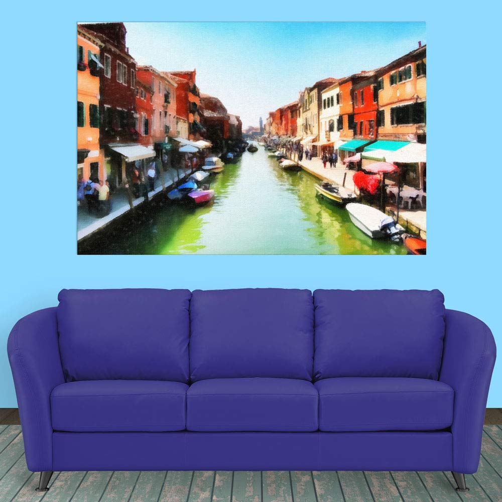 Inephos Unframed Canvas Painting - Beautiful Venice Italy Art Wall Painting for Living Room, Bedroom, Office, Hotels, Drawing Room (91cm X 61cm)