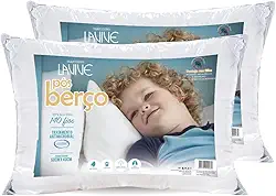 Kit 02 Travesseiros Infantil 60cm x 40cm Antialérgico 100% Algodão