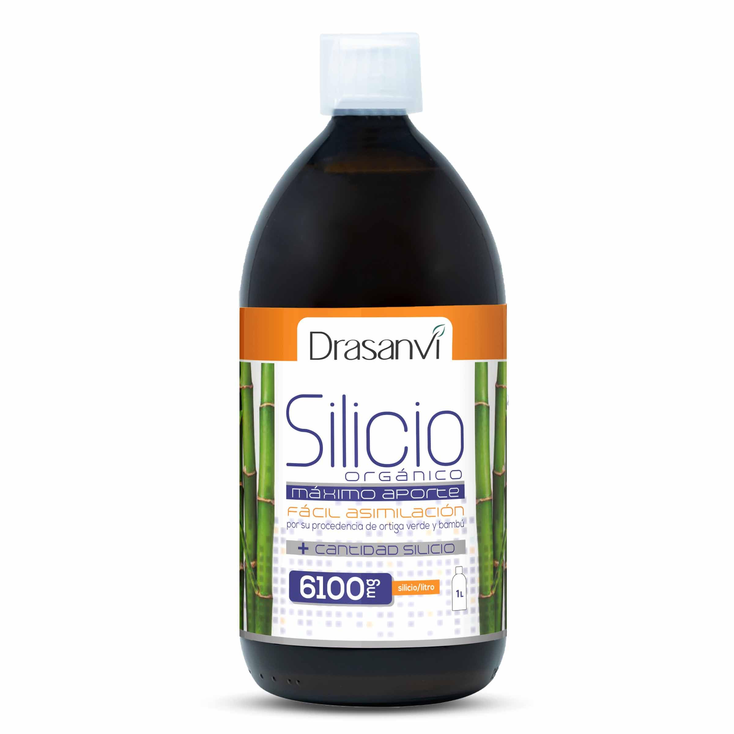 DRASANVI Silicio Orgánico Precursor del Colágeno | Mineral Esencial para la Estructura Celular | Huesos y Articulaciones |Ortiga Verde y Bambú| Fácil Asimilación,6100 mg por Dosis,1000 ml = 33 Días