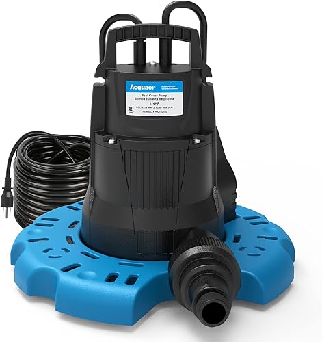 Acquaer Bomba automática sumergible para eliminación de agua de cubierta de piscinas, de 14 HP, 115 V con adaptador de válvula de retención de 34
