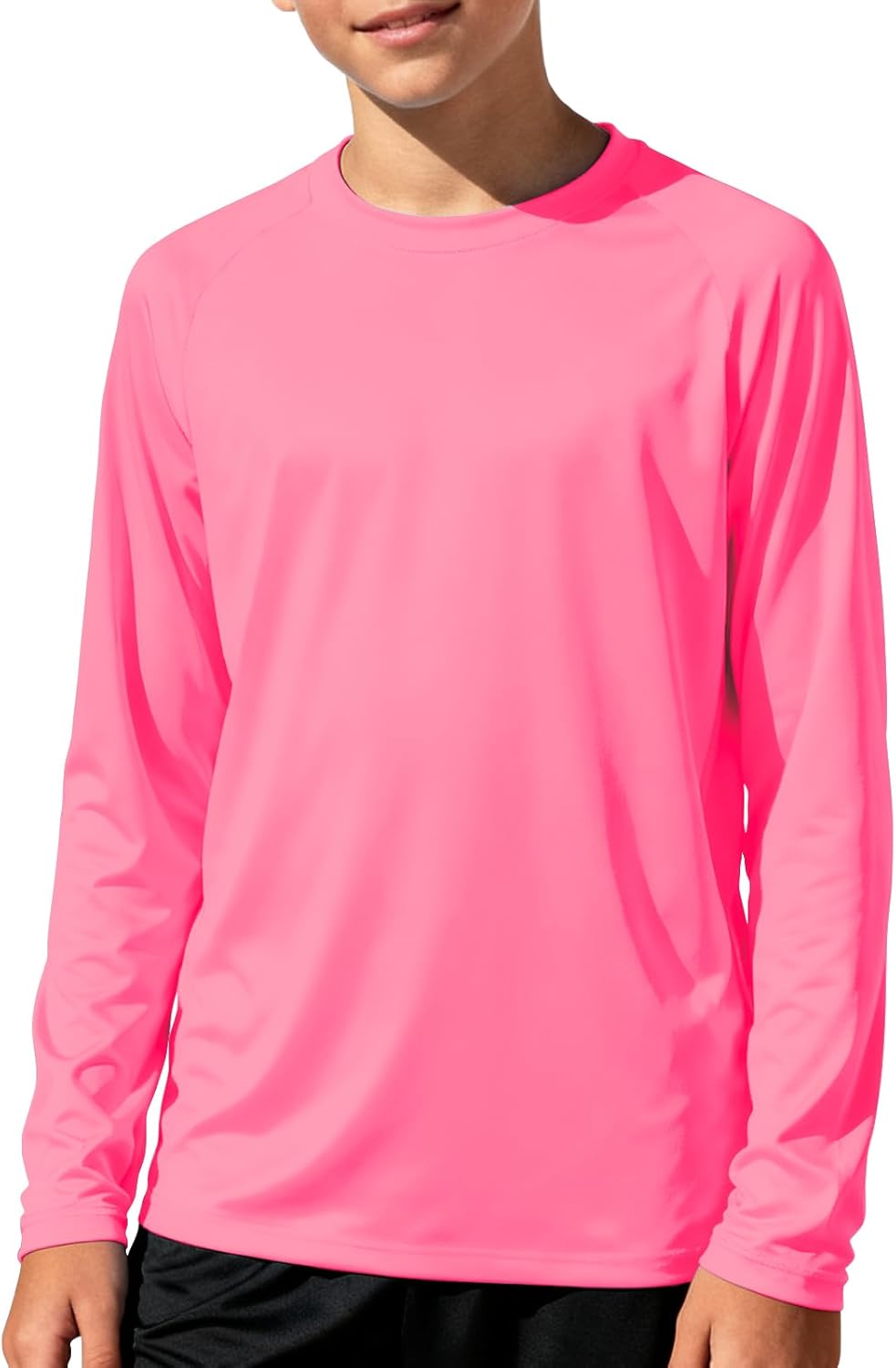 Silenroar Boys Long Sleeve Athletic Shirts, Kids Active Wear Youth Dry Fit Tshirt Moisture Wicking Outdoor Tee Lightweight