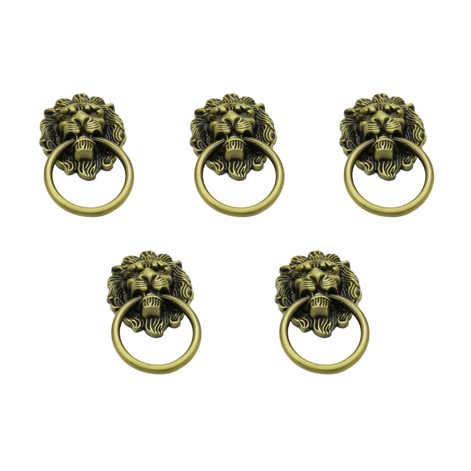 Msioytog of 5 Stylish Lions Heads Drawer Cabinet Handle Sturdy Alloy Materials Accessory Portable for Home Decoration Drawer Pulls