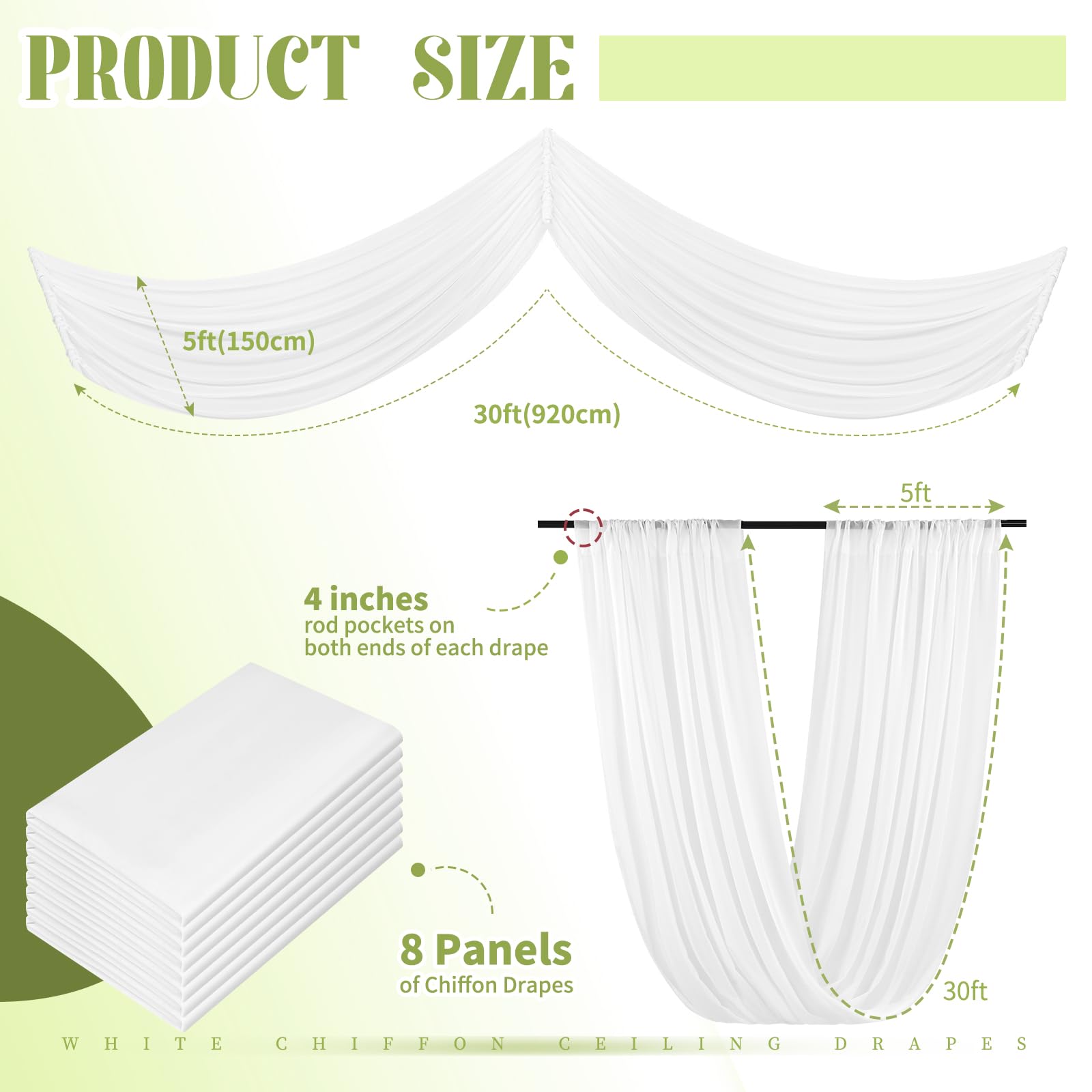 Amazon.com: 8 Panels White Ceiling Drapes for Wedding