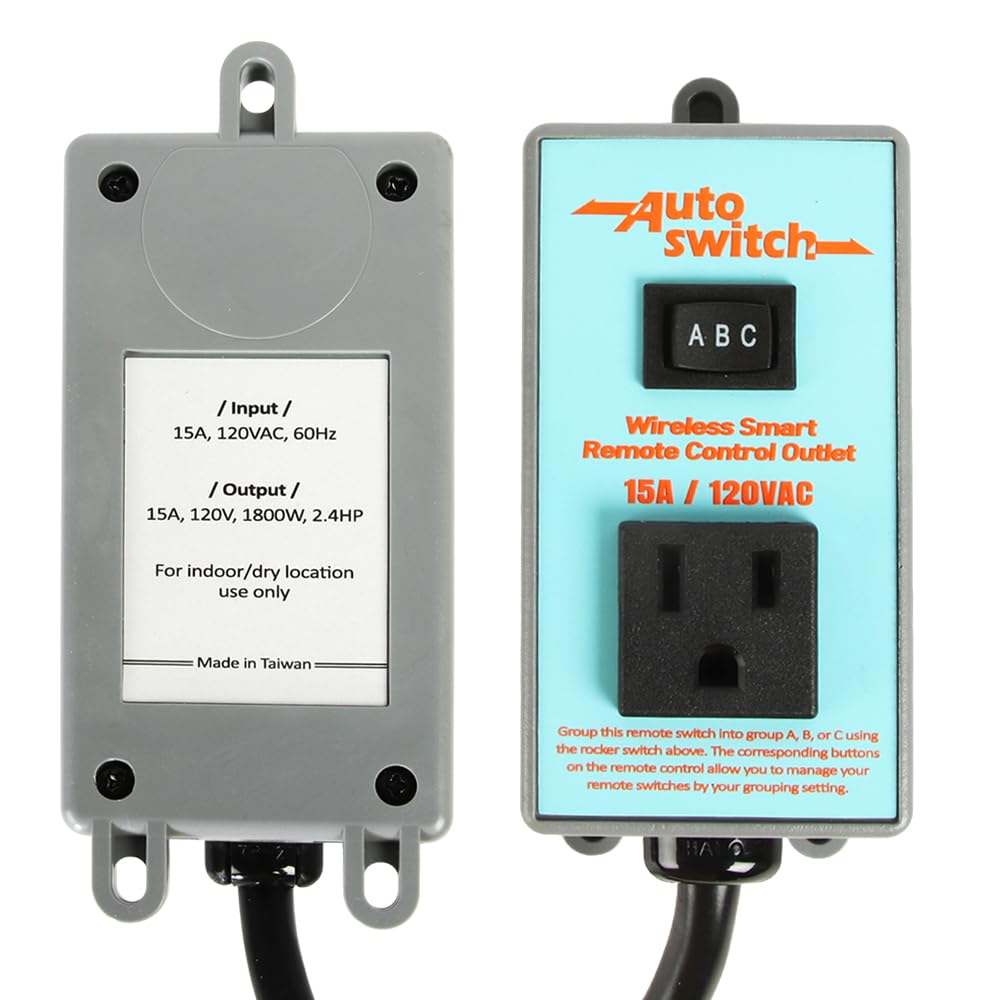 O'SKOOL Remote Control Wireless Electrical Outlet Switch, 433M Transmitter 120V Plug (Battery Included), PTA021