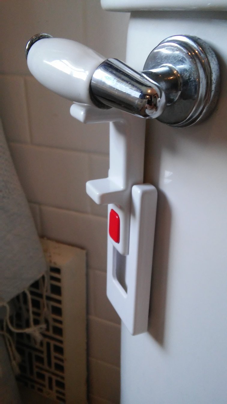 Childproof Toilet Handle Lock (1-Pack, White Button)
