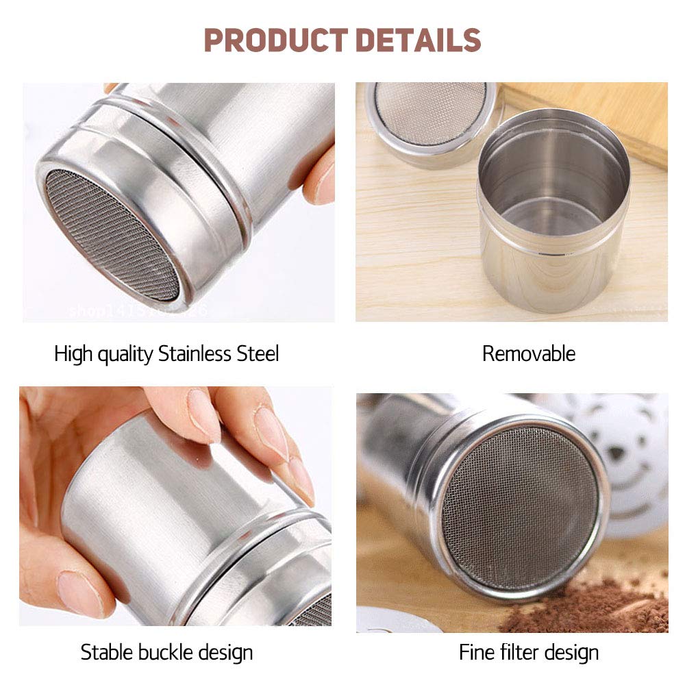 Poedersuiker Shaker, Chocolade Shaker Roestbestendig Gemakkelijk schoon te maken Roestvrij staal voor het schudden van Poedersuiker op cakes voor het schudden van chocolade op Cappuccino(Medium