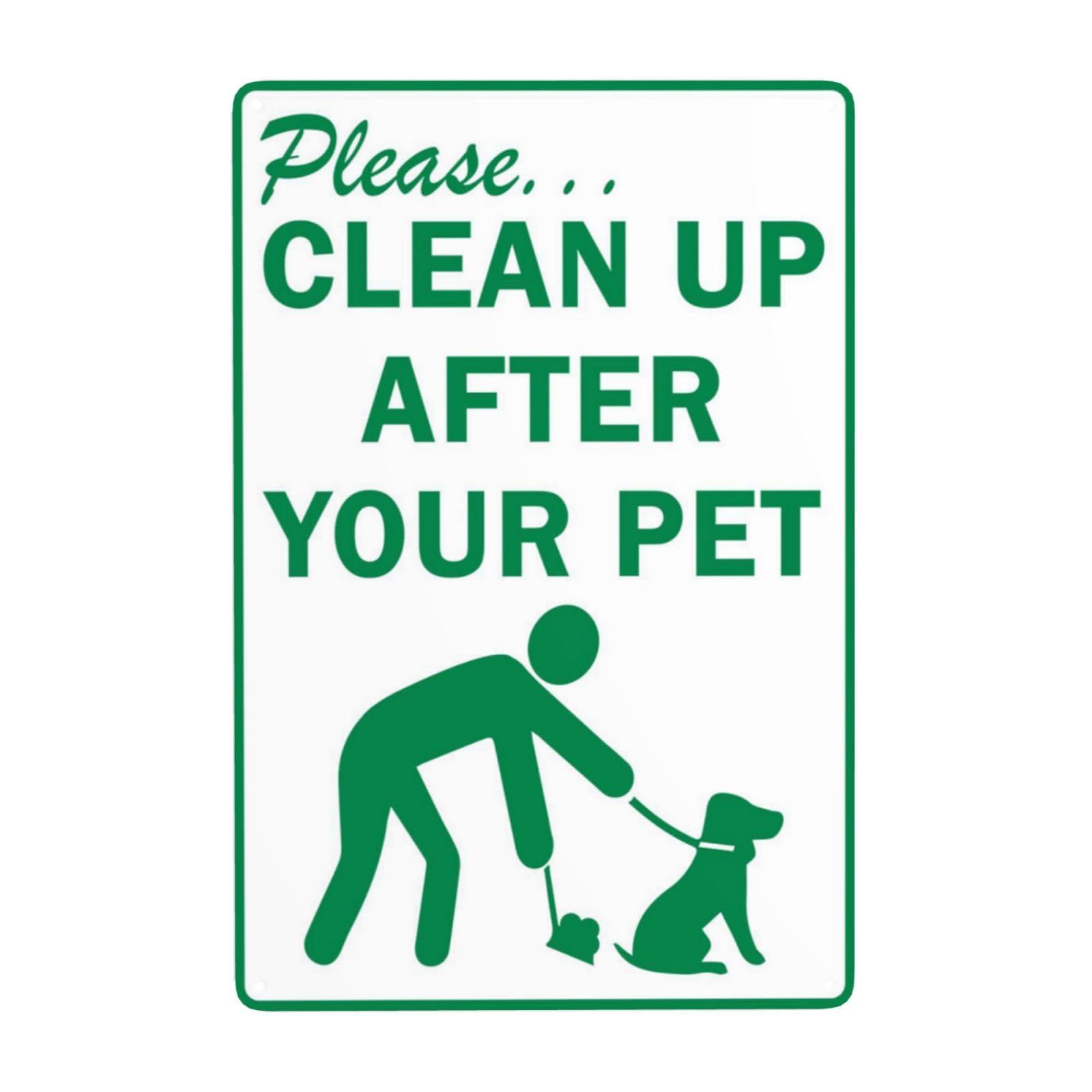 Please Clean Up After Your Pet Vintage Metal Pet Etiquette Sign 12x8 Inch