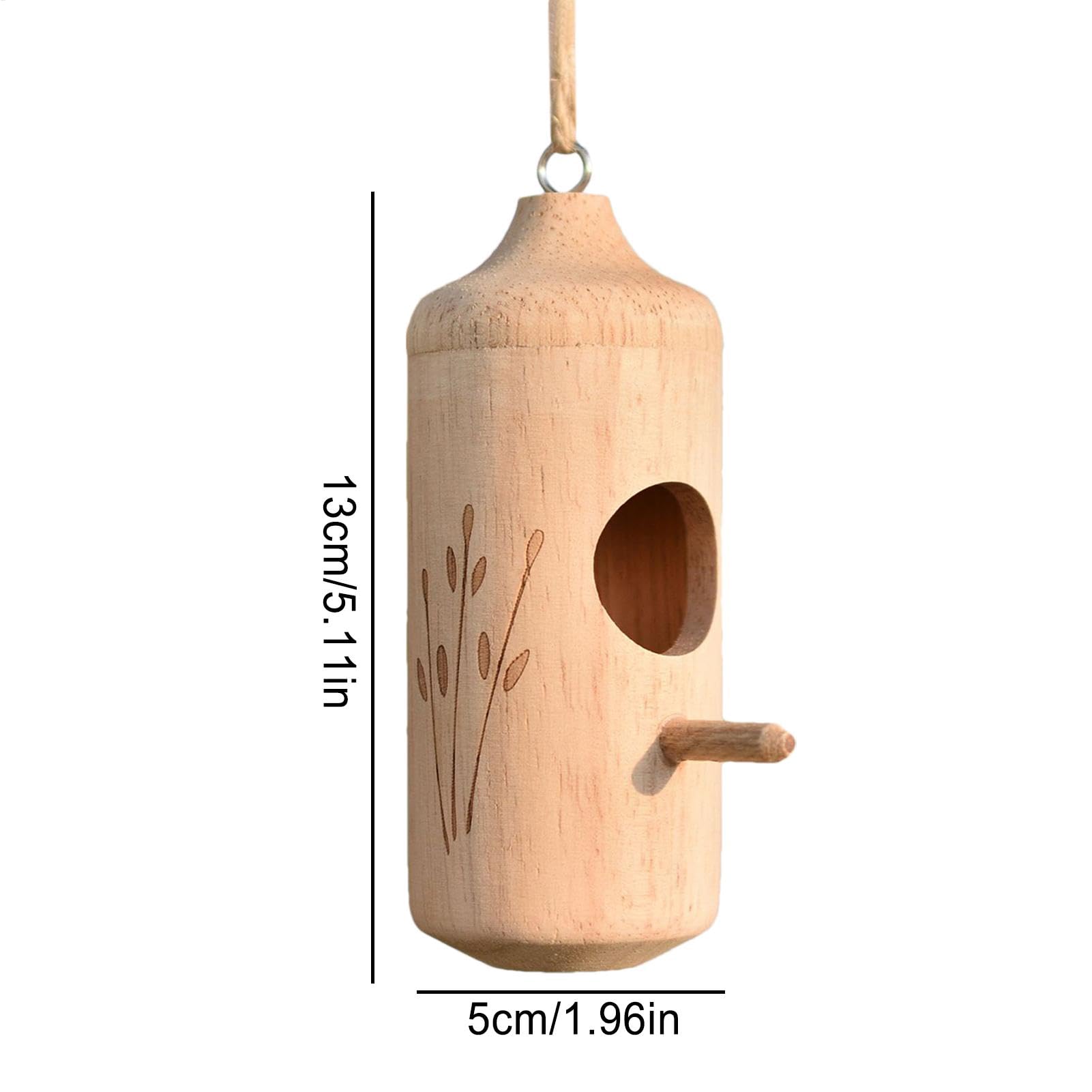 Abri en Bois pour colibris avec Corde, Maison pour Oiseaux en Plein air | Mangeoire compacte pour Oiseaux et boîte | Habitat de Colibri de Jardin, décoration Naturelle pour la Cour arrière