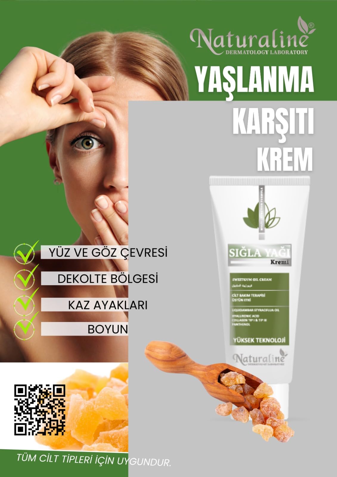 Naturaline DERMATOLOGY LABOTARY Sığla Kremi - Nemlendirici Antiaging Krem Kırışıklık Giderici Yaşlanma Karşıtı 100 ml