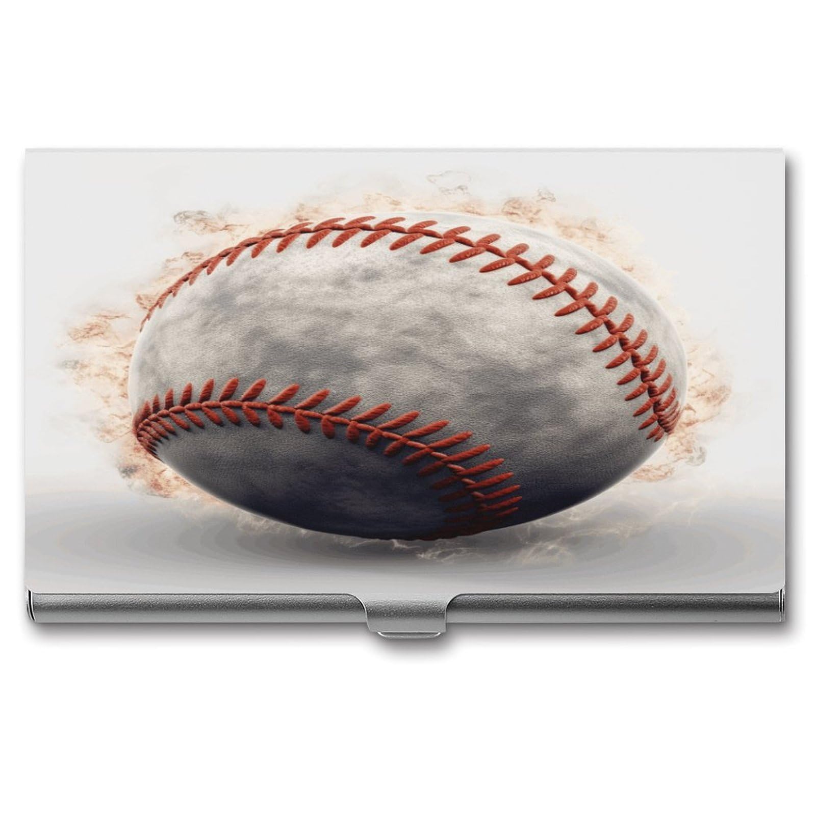 JTREHY Baseball Business Card Holder Slim Purse Name Card Holder Portable Metal Business Card Case Wallet Large Capacity Lightweight Business Card Case for Men Women