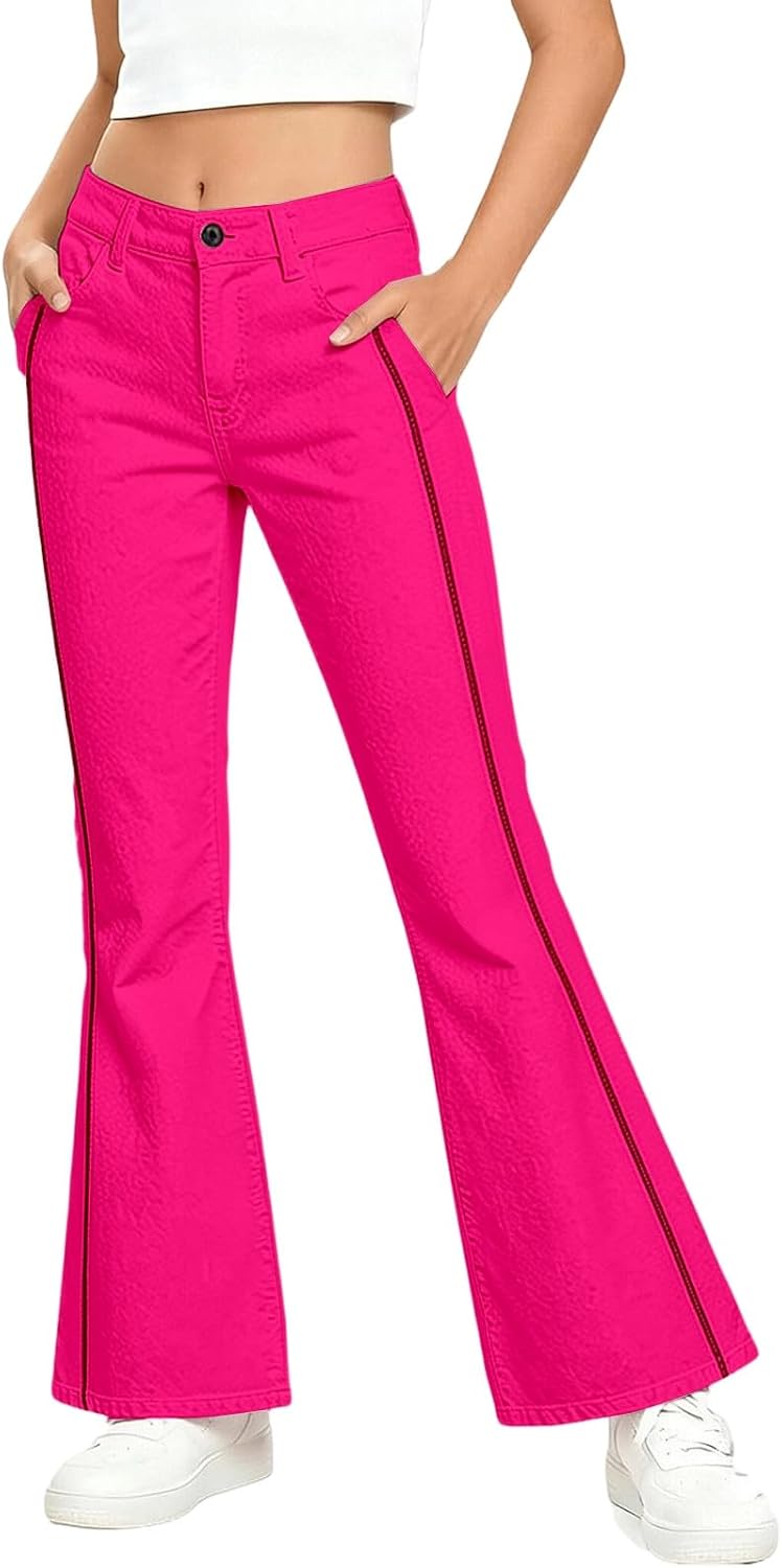 School Uniform Pants for Girls High Waist Bootcut Dress Bell Bottoms