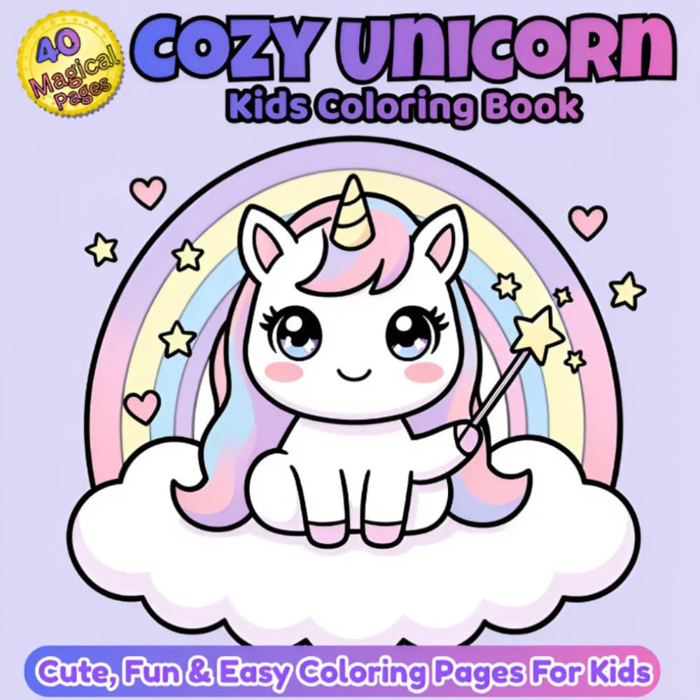 Cozy Unicorn Kids Coloring Book: Cute, Fun & Easy Unicorn Coloring Pages for Kids Ages 3–6 (Cute and Cozy Critters Coloring Book Series for Kids)