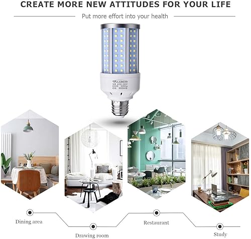 Miniatura 6 de Bombilla LED de maíz de 30 W (equivalente a 200 W), luz diurna, base estándar E26, paquete de 2 unidades