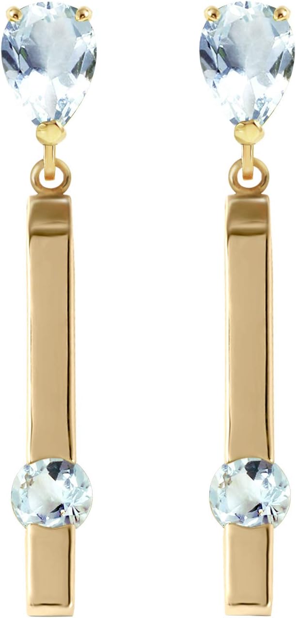 14k Yellow Gold Chandelier Earrings with Natural Aquamarines - Image 2