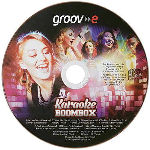 Groov-e Tragbare Party-Karaoke-Boombox-Maschine mit CD-Player, kabellose Bluetooth-Wiedergabe, Party-Effektbeleuchtung, Mikrofon und Sprachsteuerung, 2 Mikrofone im Lieferumfang enthalten, Pink