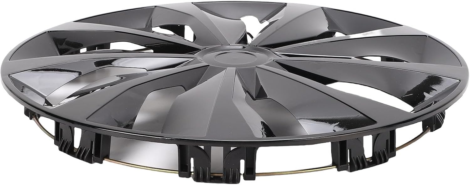 Keenso Hubcaps, 4PCS 16 Inch Wheel Hub Caps Replacement Wheel Rim Covers Universal Fit for R16 Tires with ABS Material Snap Fit Installation (Black)