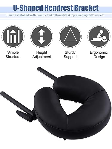 Miniatura 2 de EBANKU Juego de mesa de masaje universal ajustable para cuna facial negra, cuna facial de aluminio ligero y almohada de espuma de 3 pulgadas