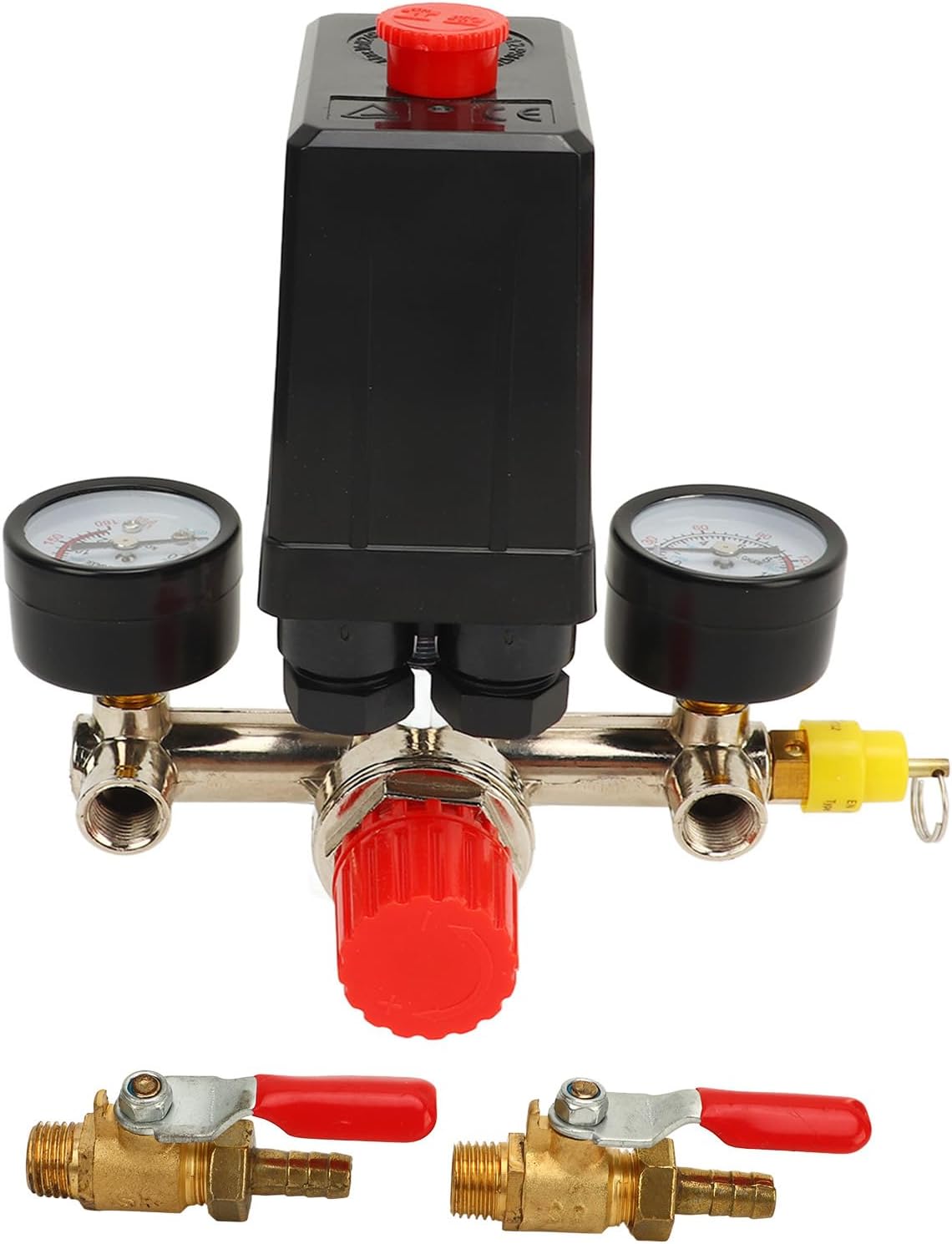 Tuwei Air Compressor Pressure Switch Control Valve, 0 To 180Psi Regulator With Valve And 2 Gauge, Parts