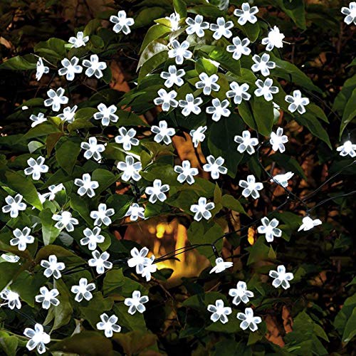 Semilits Outdoor Solar String Lights 50Led Flower Shaped Solar Fairy Lights For Christmas Garden Decoration White #TOP3