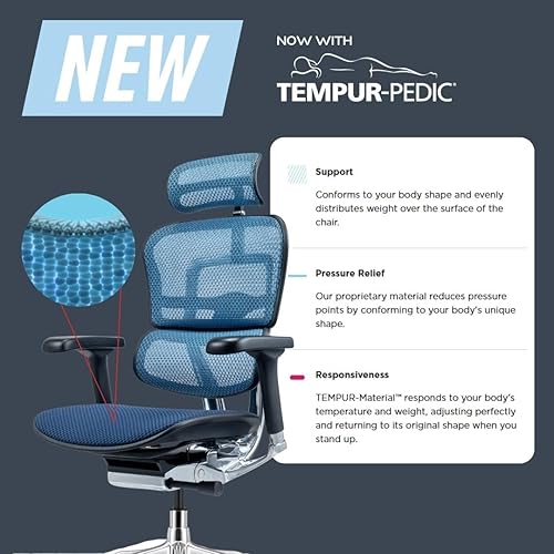 Miniatura 2 de Tempur-Pedic Ergohuman GEN2 Asiento ergonómico para silla de oficina con respaldo medio, brazos ajustables, altura del asiento, bloqueo de