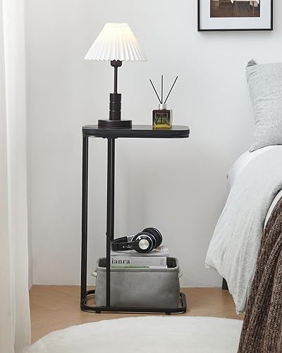 Miniatura 6 de Mesa auxiliar en forma de C, mesa auxiliar pequeña de 27 pulgadas de alto para sofá y cama, mesa de sofá que se desliza debajo, mesa alta de bandeja