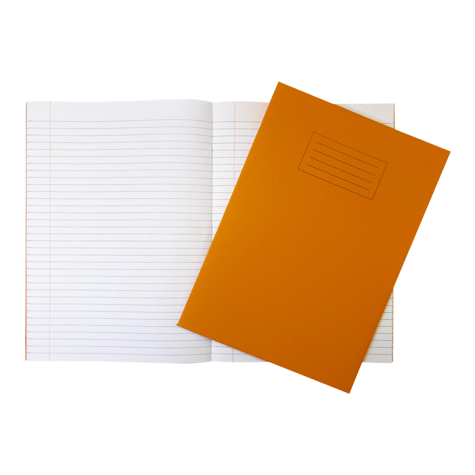 Janrax Pack of 50 A4 Orange 80 Page Feint Ruled with Margin Exercise Books WF Paper with 225gsm Manilla Cover