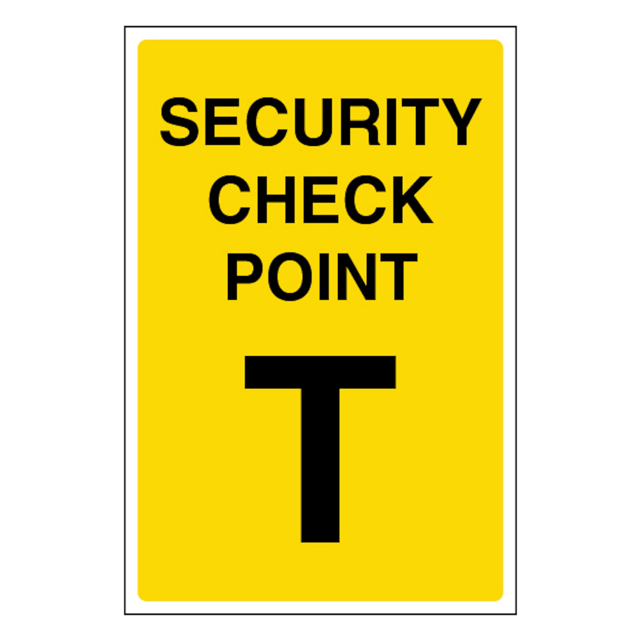 V Safety Security Check Point T 200 x 300mm - 1mm Rigid Plastic