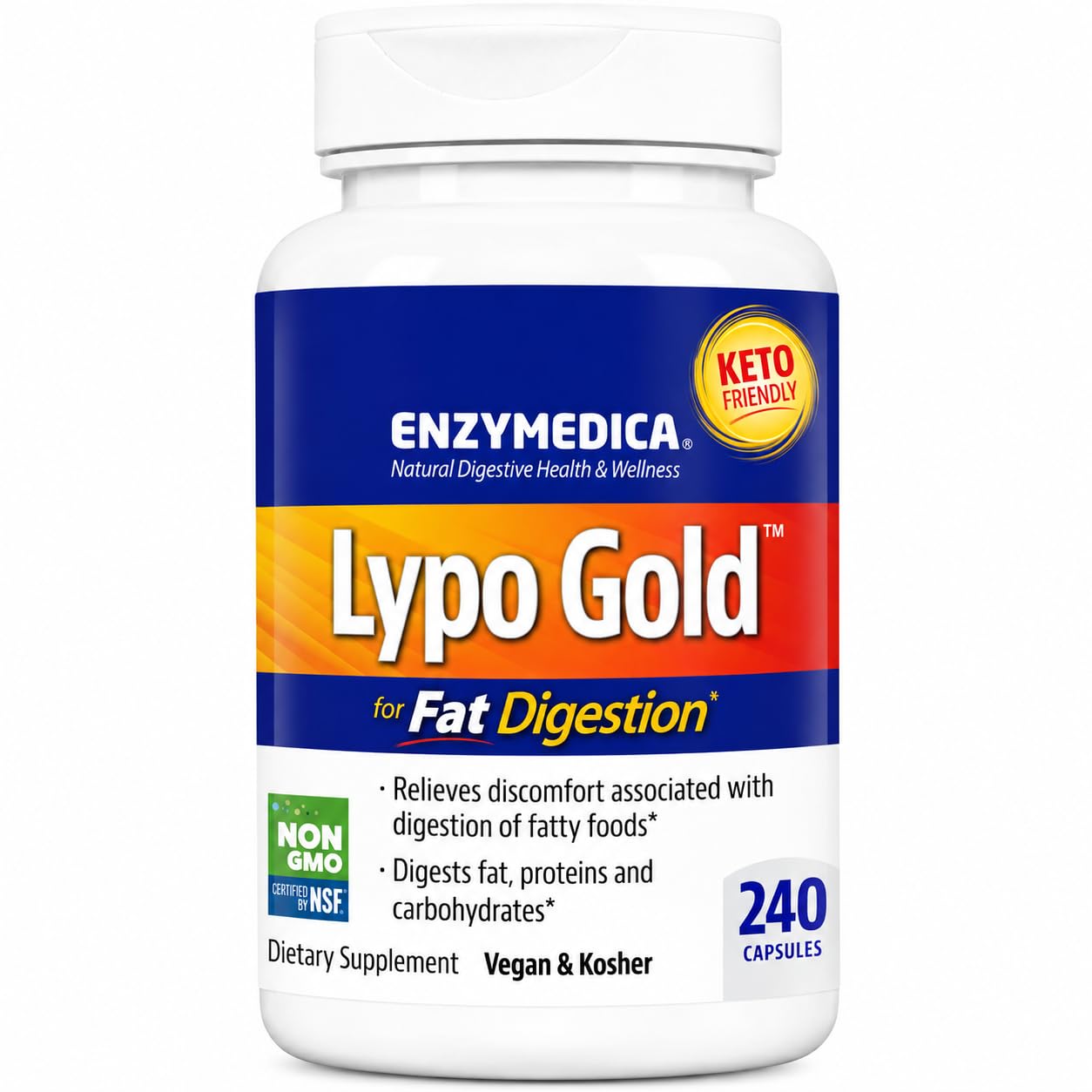 Enzymedica Lypo Gold - Enzyme Supplement for Fat Digestion - 240 Capsules 240 Count