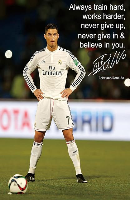 Fortiaboot Cristiano Ronaldo - motivational quotation - world player of the year - football - Poster print Wall 15 x 23 Inches (38 x 58 cm) (380 x 580mm) Gift Decorative Print