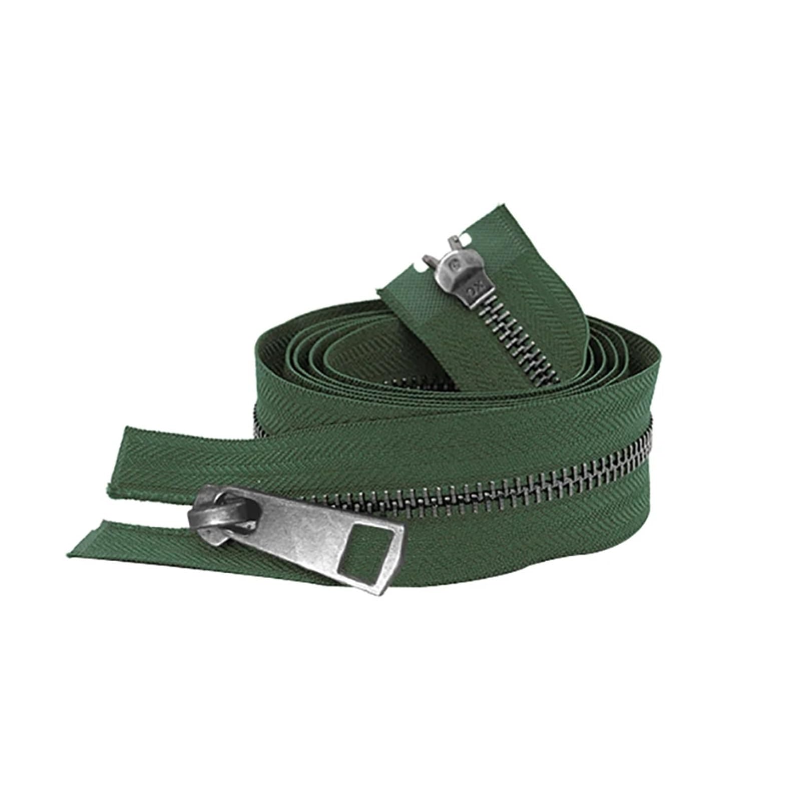 5/10 Uds. 30/40/50/60/70/80 cm 5# coloridos deslizadores dobles de extremo abierto cremallera Metal negro DIY tela bolsillo artesanal(Dark Green,50cm,10 Pcs)
