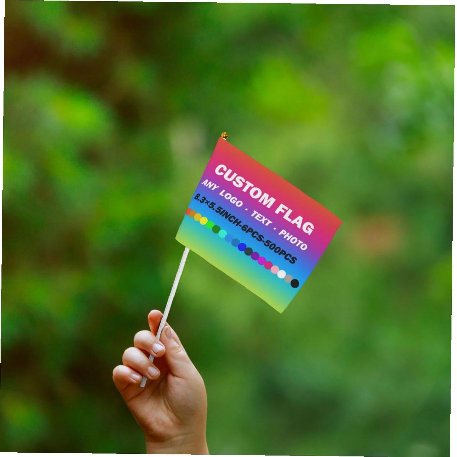 Drapeaux Portables Personnalisés avec mât, 6 à 500 pièces, Mini Drapeaux Personnalisés avec Logo et Texte Photo pour Activités d'équipe, événements Sportifs, défilés de Match de Football, défilés