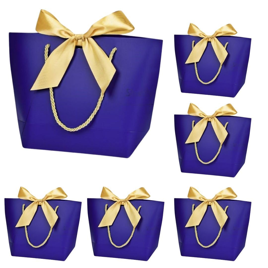 SATYAM KRAFT 6 Pcs Paper Bag Goodie Bags With golden bow Handle Gift Paper bag, gift For Christmas Gifting, marriage Return Gifts, Birthday, Xmas, Wedding, Party, Seasons Greetings(Small) (Purple) (B0CV473VBB) Amazon Price History, Amazon Price Tracker