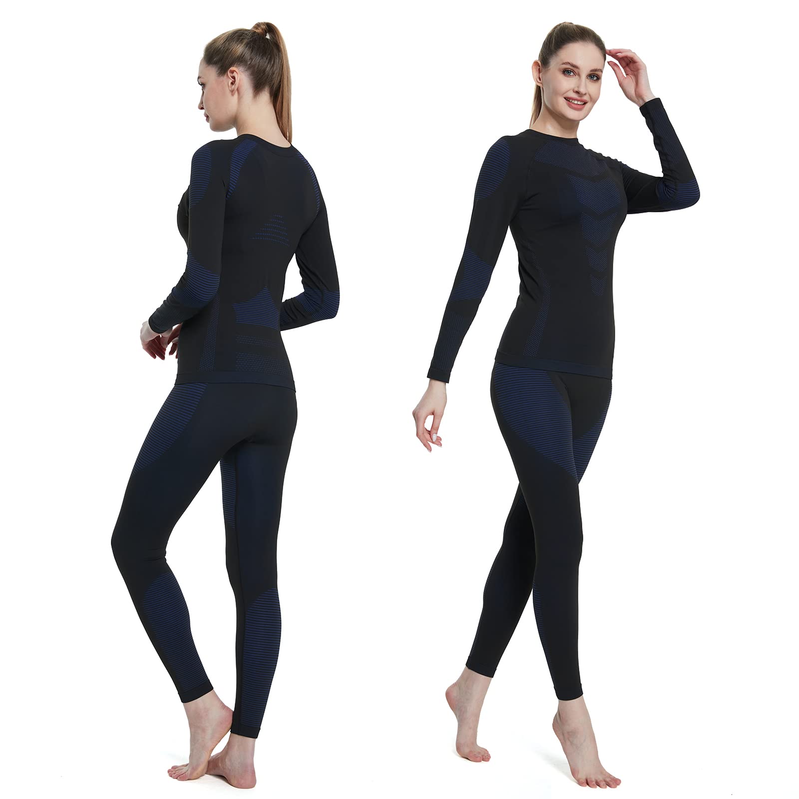 Homord Intimo Termico Donna Maglia Termica Donna + Pantalone Base Layer Riscaldante Traspirante ad Asciugatura Rapida Tuta Termica Termici Base per Ciclismo Trekking Skiing Yoga