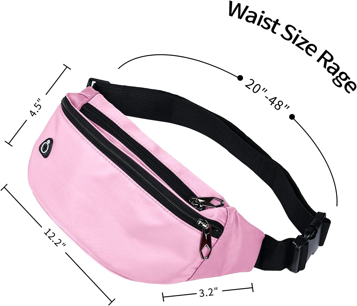 Riñonera Deportiva Impermeable para Hombres y Mujeres, riñonera para Viajes, Senderismo, Correr, 1 Paquete, Rosa, L