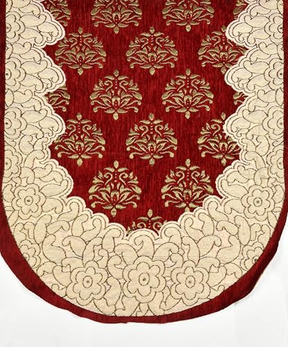 Image of Premium Floral Chenille 3 or 5 seat Sofacover|SofaCover /Slipcover /5 Seater Sofa Cover /3Seater+2Seater Sofa Cover /Chenille Sofa Cover /Sofa Protector /Slip Cover| Rectangular (Maroon)