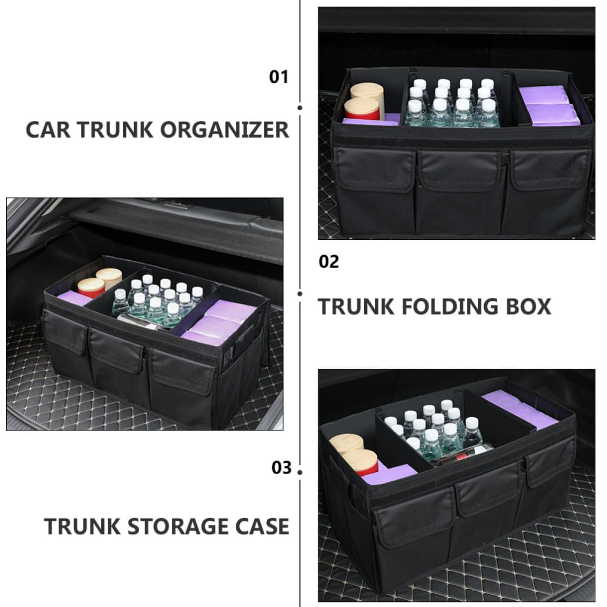 DECHOUS Car Trunk Storage Box Organizzatore per Bagagliaio Auto Pieghevole Oxford Nero, Grande Capacità, per Uso Domestico e Bagagliaio Auto